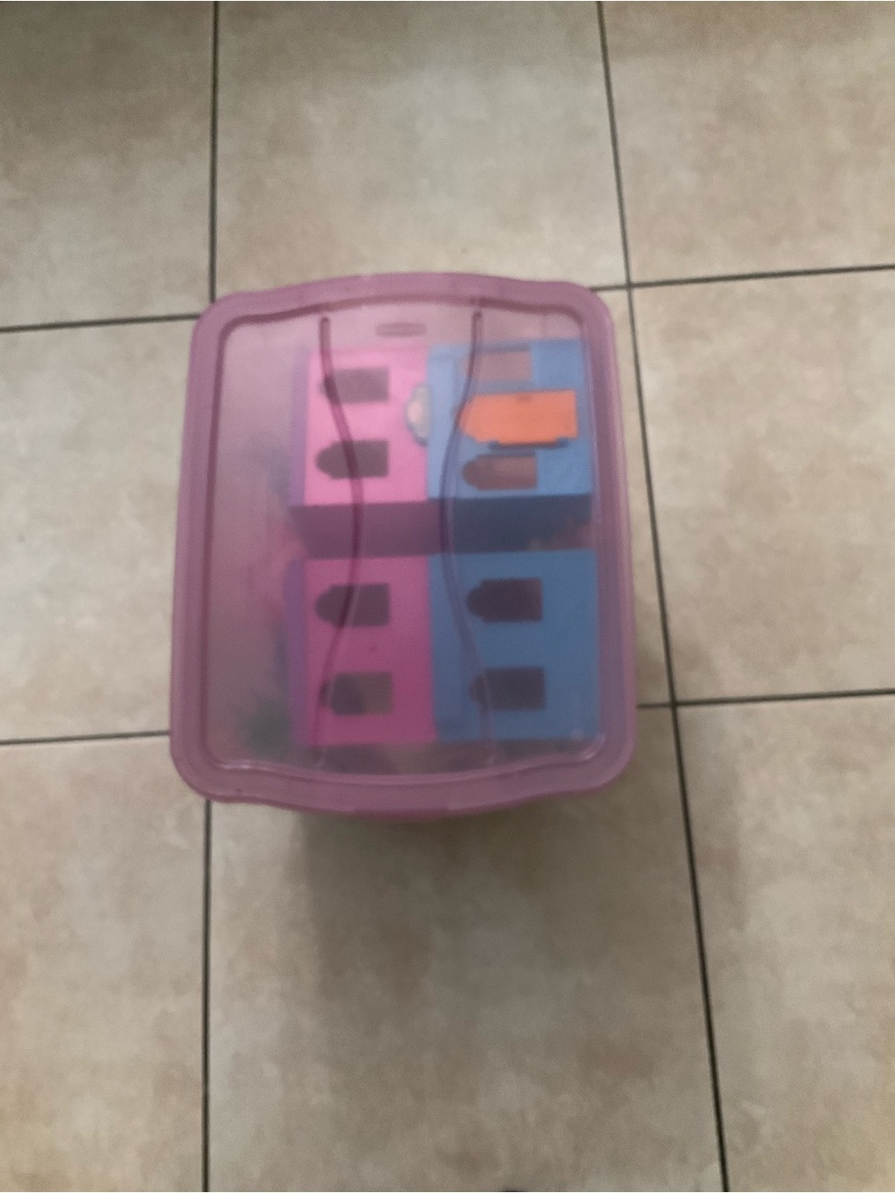 Polly Pocket Figures Storage Box with Pink and Blue Playhouse